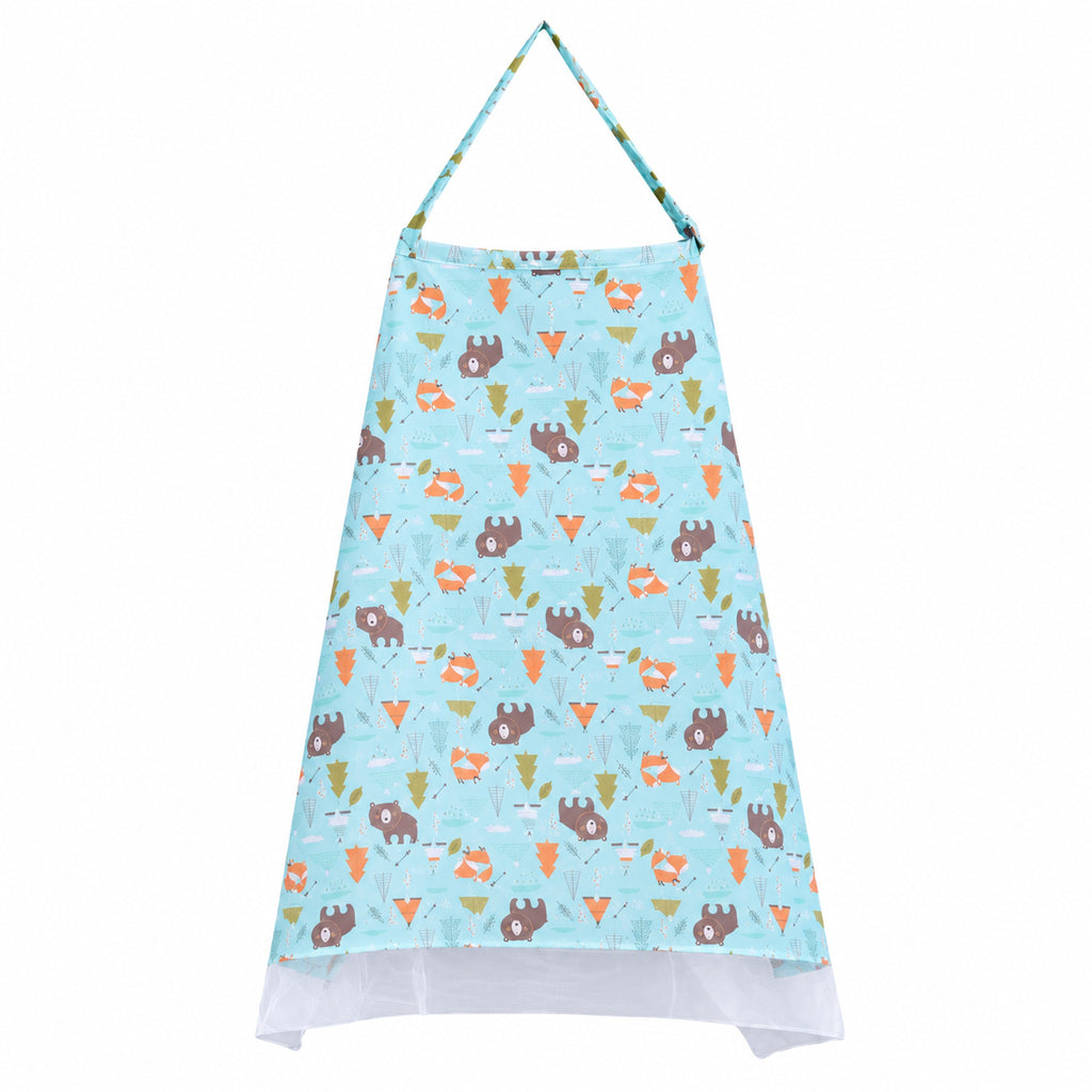 Bear-print nursing cover on a white background