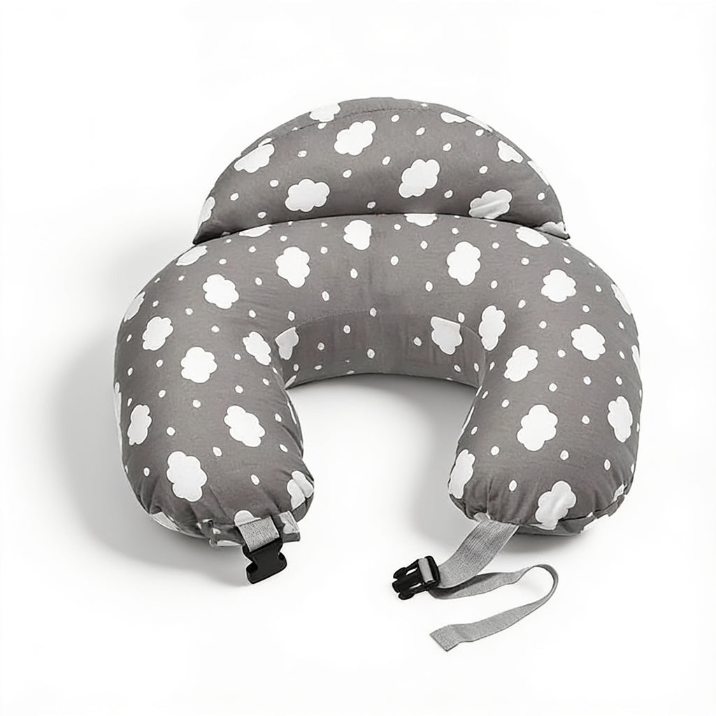 Lumiwee Nursing pillow with adjustable strap: gray cloud print nursing pillow on a white background