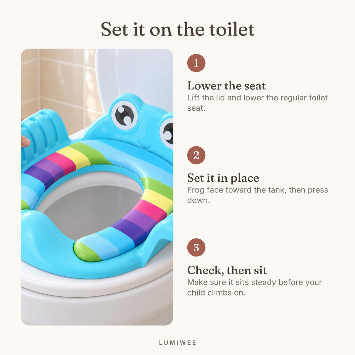 Lumiwee infographic: PaddedPotty - Set it on the toilet