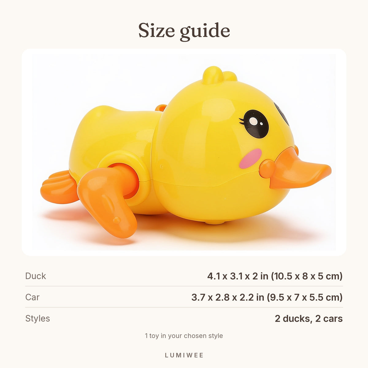 Lumiwee infographic: Paddle - Size guide