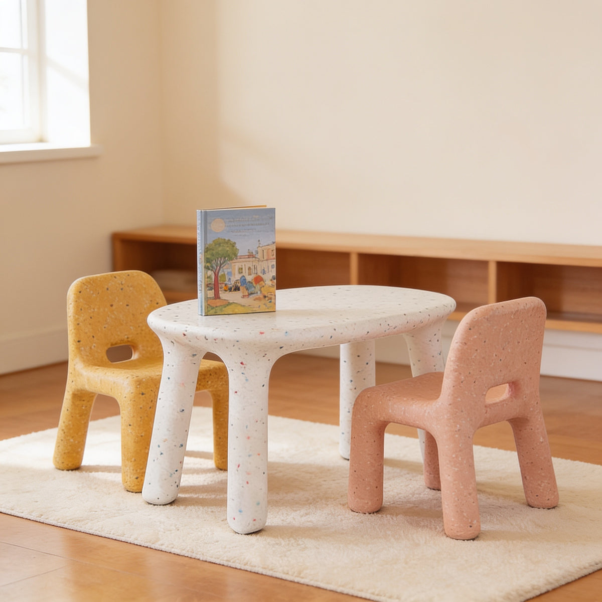 Lumiwee Pebble kids table and chair set: side view showing chair and table heights