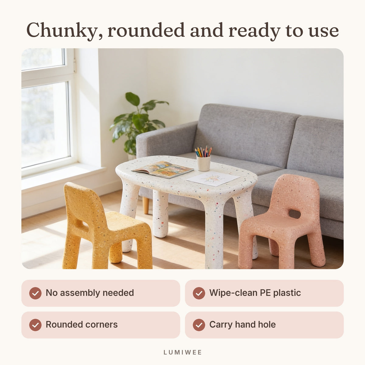 Lumiwee infographic: Pebble - Chunky, rounded and ready to use