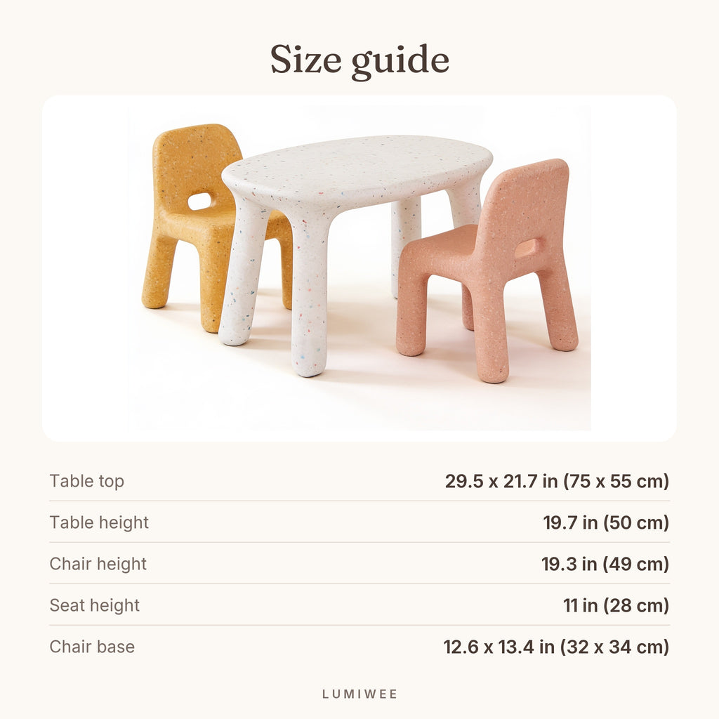 Lumiwee infographic: Pebble - Size guide