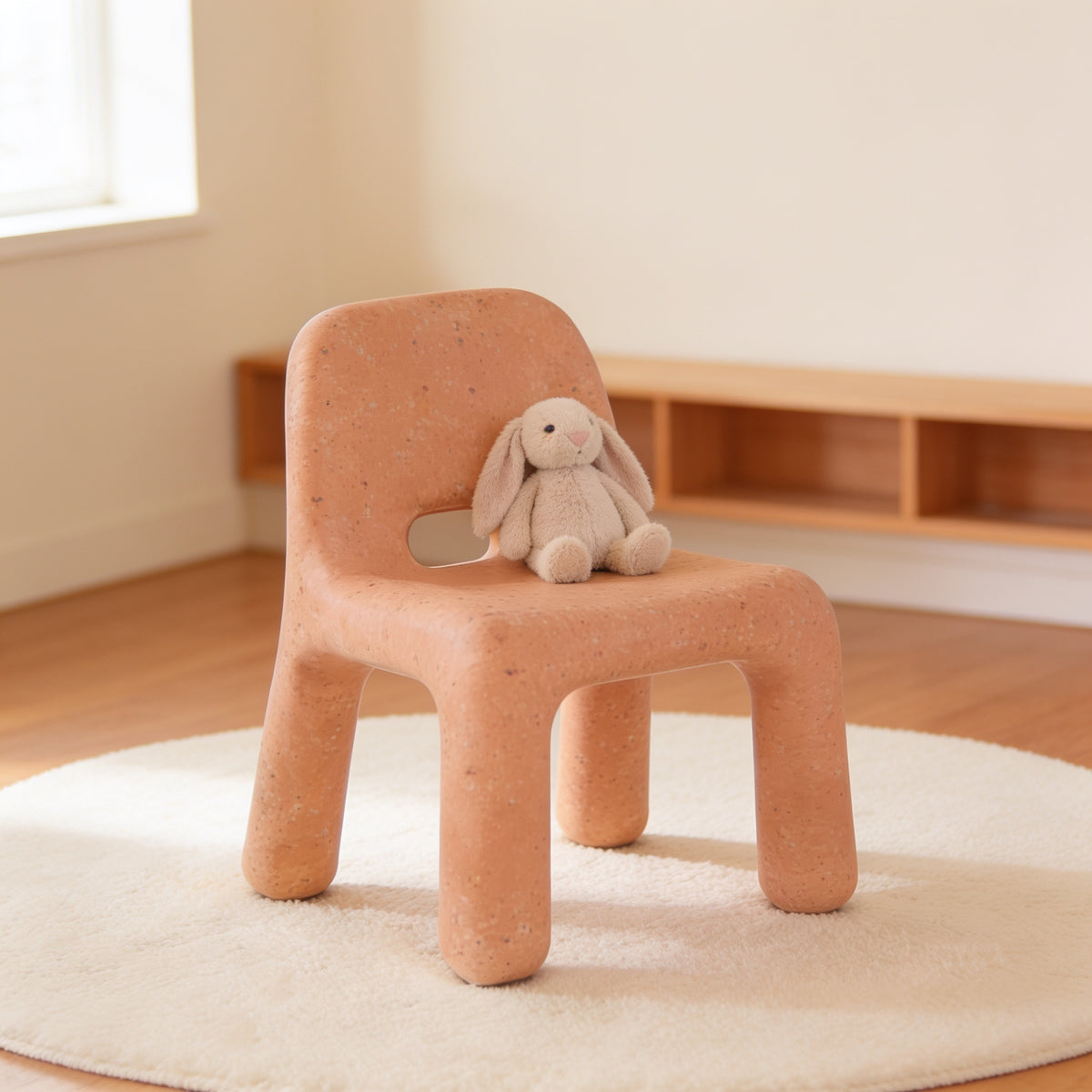 Lumiwee Pebble kids table and chair set, Chair Only – Dusty Pink option, in a bright room