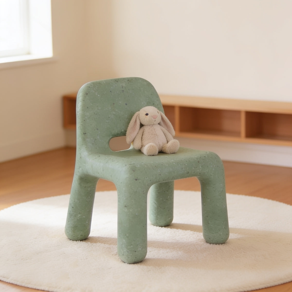 Lumiwee Pebble kids table and chair set, Chair Only – Green option, in a bright room
