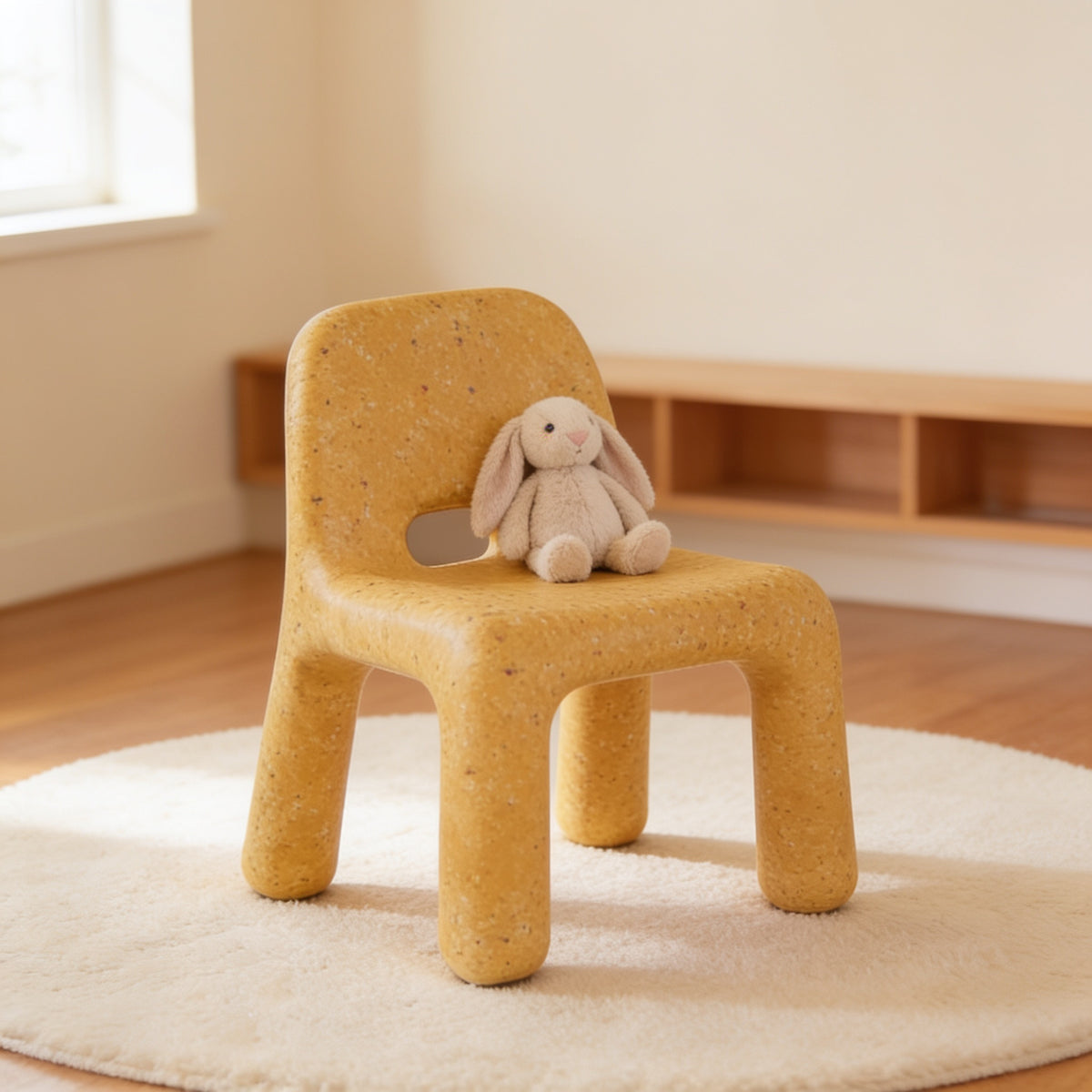 Lumiwee Pebble kids table and chair set, Chair Only – Yellow option, in a bright room