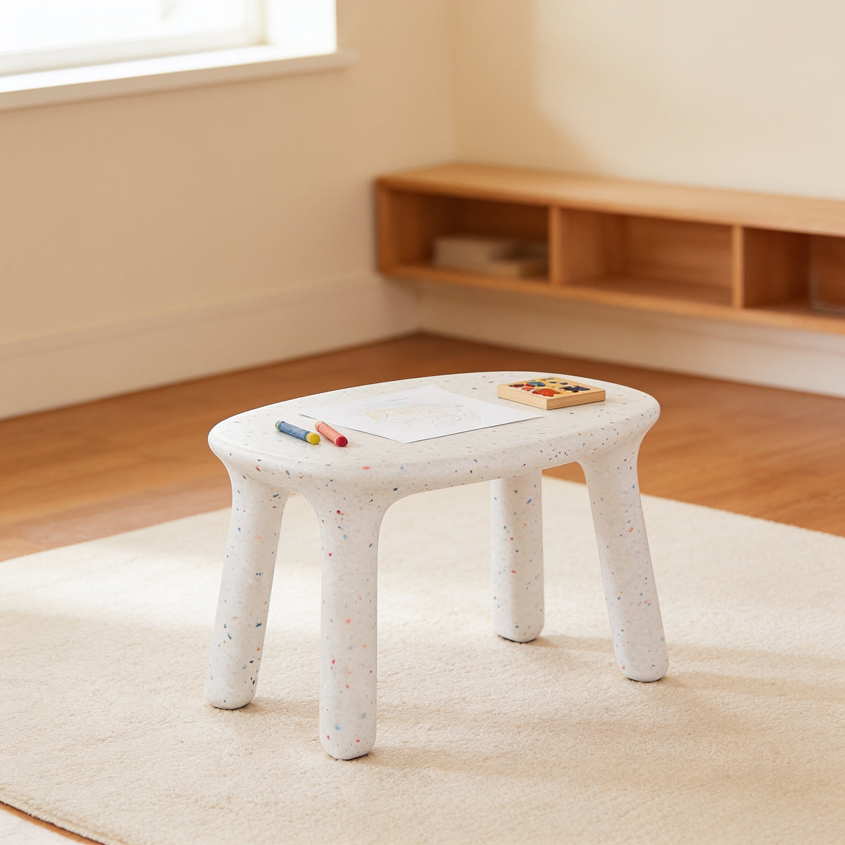 Lumiwee Pebble kids table and chair set, Table Only option, in a bright room