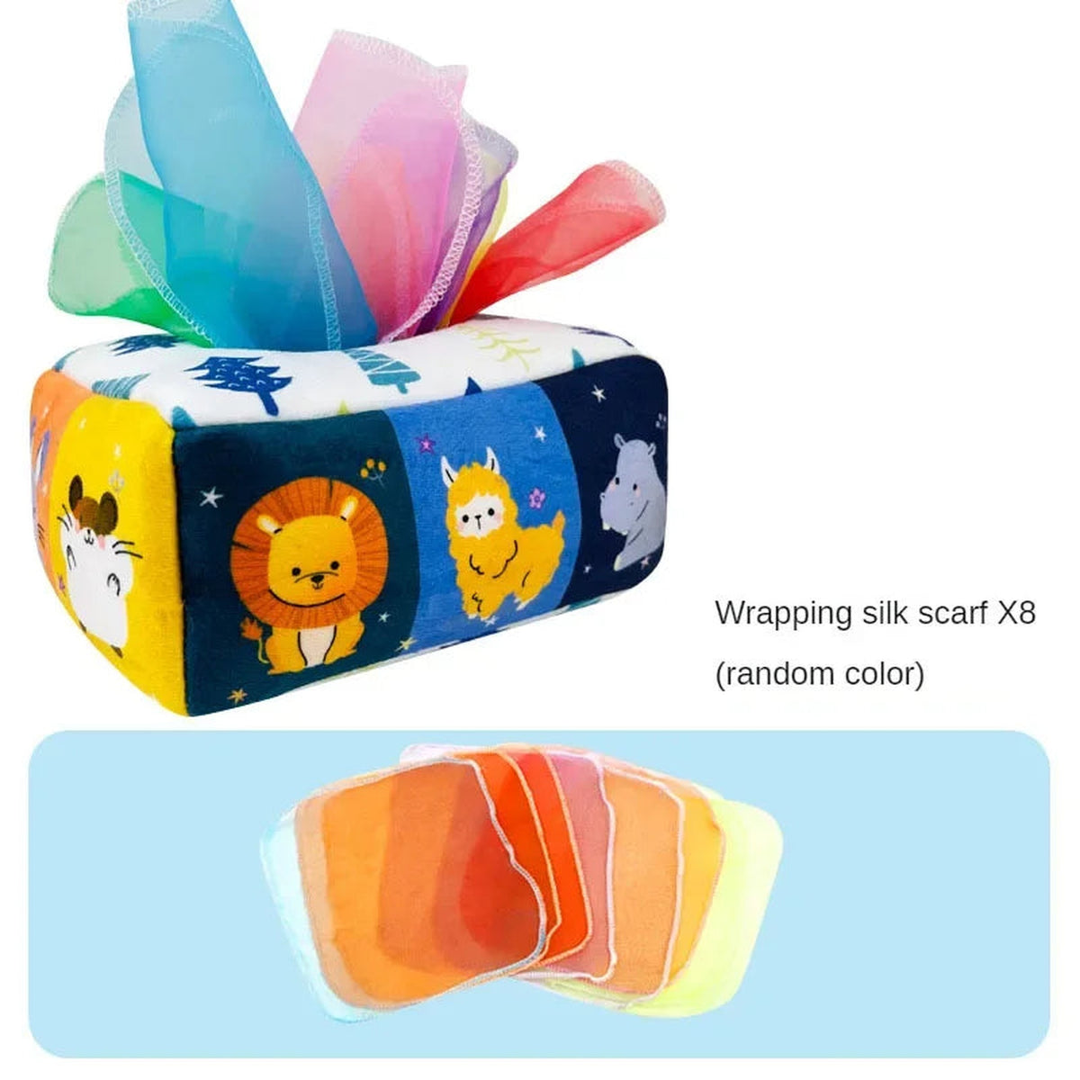 Lumiwee Peekaboo Montessori Toy Tissue Box for Babies, Animals – Scarves Only option