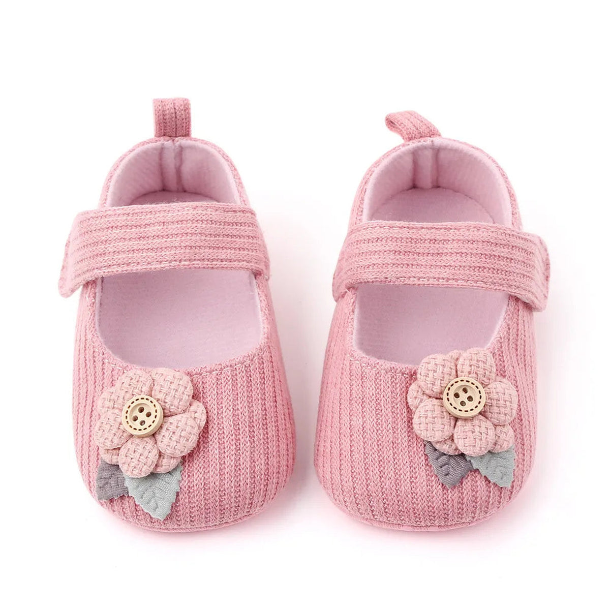 Lumiwee Petal Baby Shoes for Girls with Headband, Pink Button Flower option