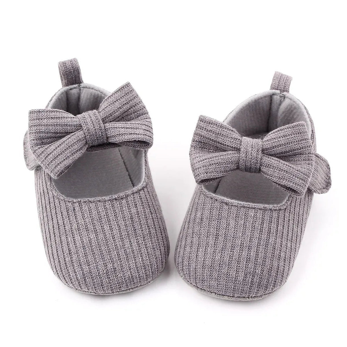 Lumiwee Petal Baby Shoes for Girls with Headband, Gray Bow option