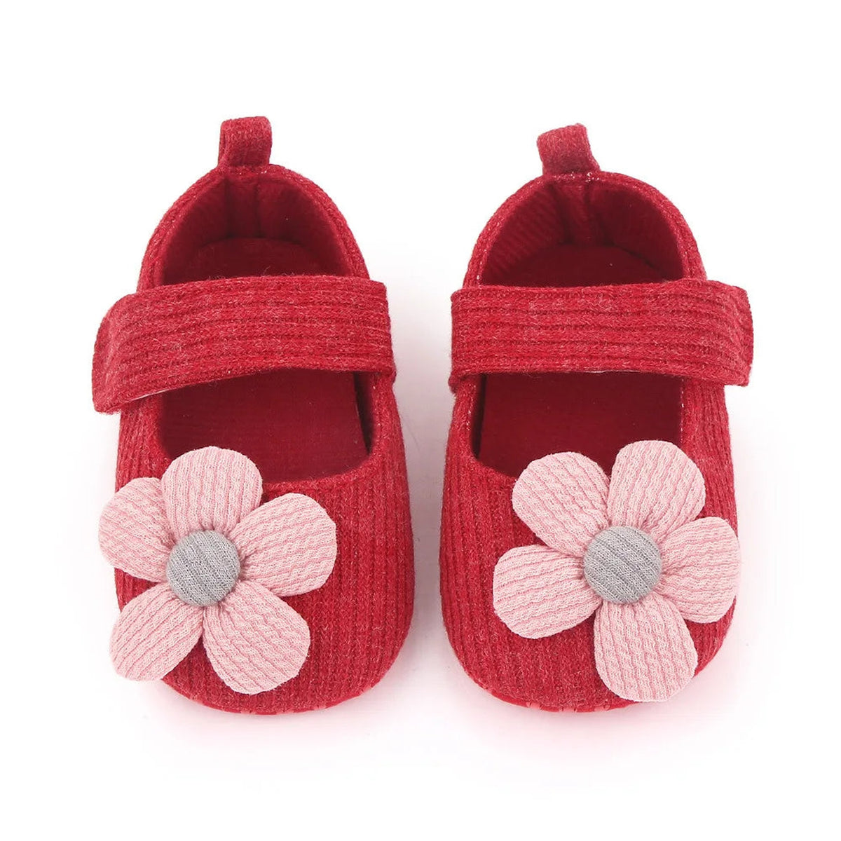 Lumiwee Petal Baby Shoes for Girls with Headband, Red Big Flower option