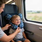 Lumiwee Pip toddler U-shaped travel pillow: fitting the pillow around a toddler's neck