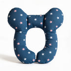 Lumiwee Pip toddler U-shaped travel pillow: blue star toddler travel pillow on a white background