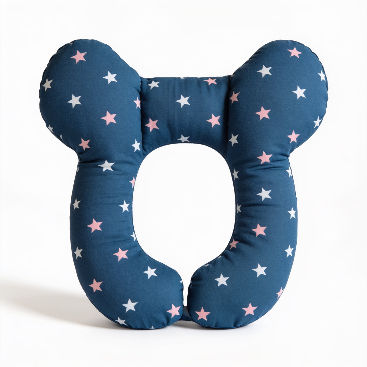 Lumiwee Pip toddler U-shaped travel pillow: blue star toddler travel pillow on a white background