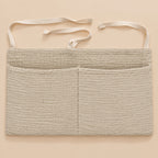 Close-up of crinkled cotton and the divider between two pockets