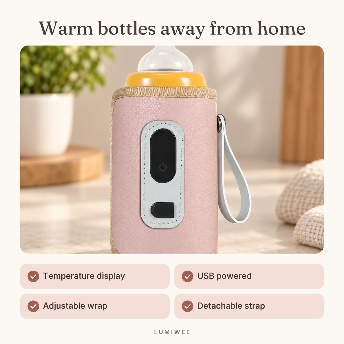 Lumiwee infographic: Portable - Warm bottles away from home