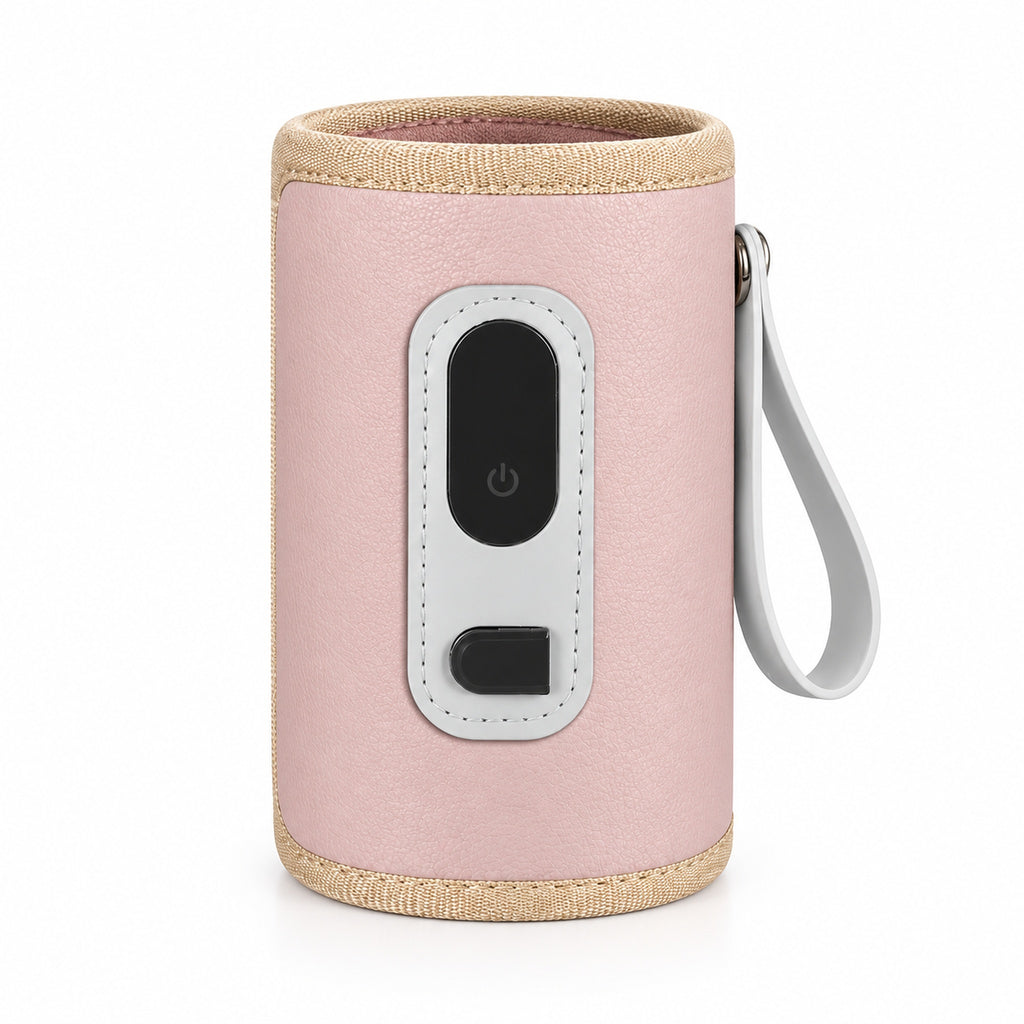 Pink bottle warmer sleeve alone on white