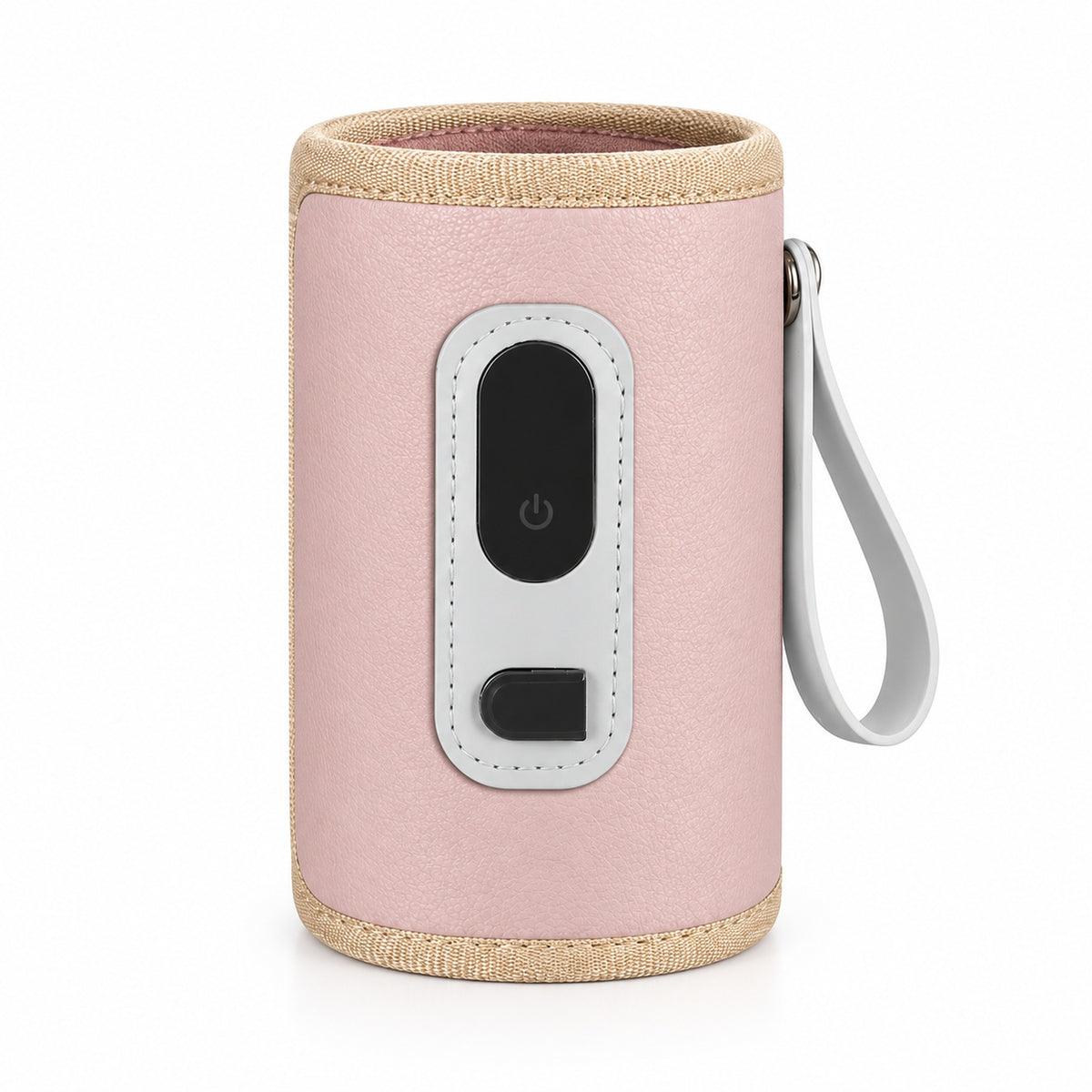 Pink bottle warmer sleeve alone on white