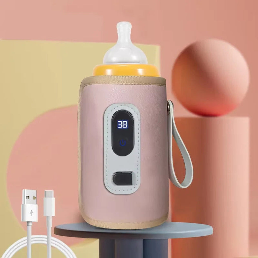 Lumiwee Portable Bottle Warmer Sleeve with Display, Pink option
