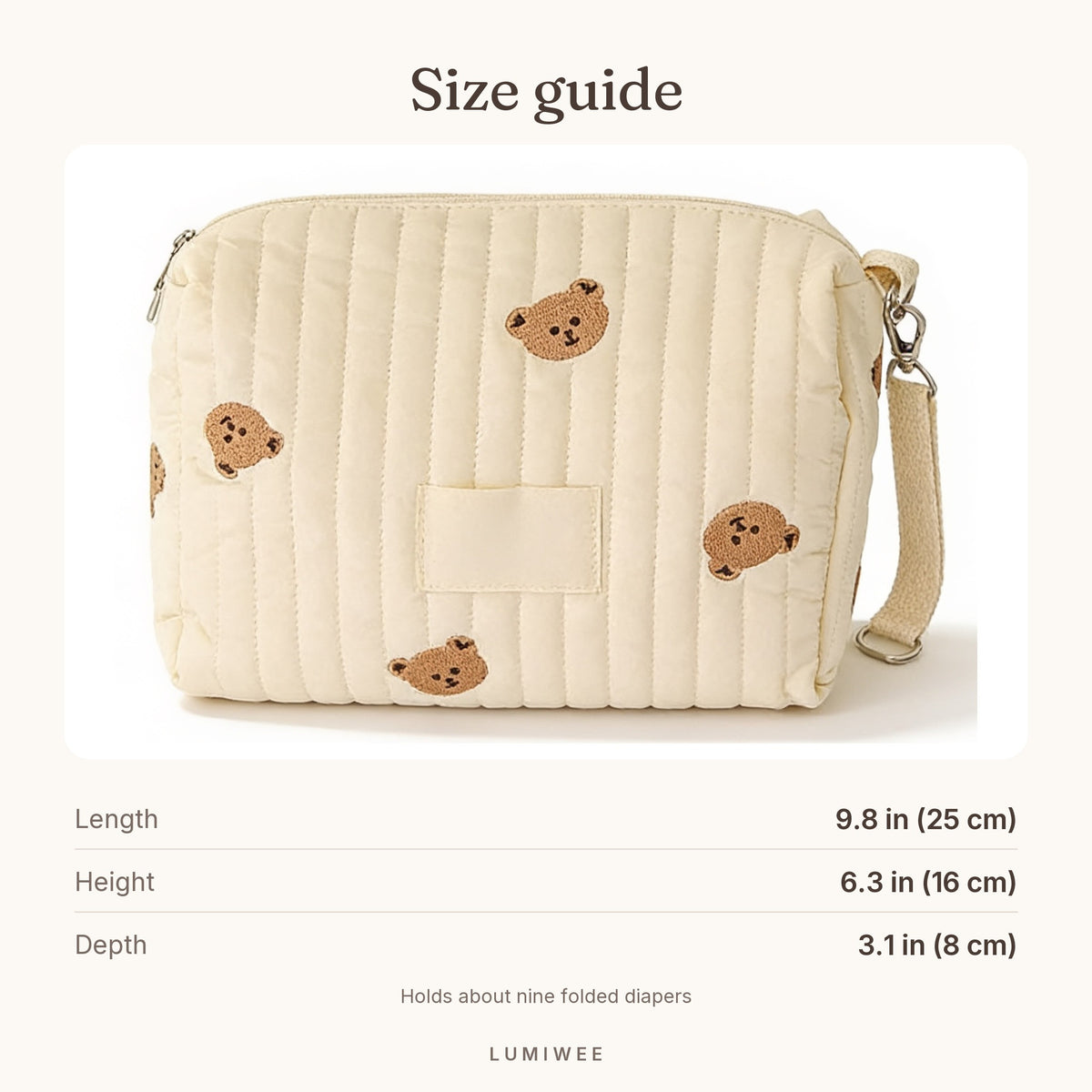 Lumiwee infographic: Posy - Size guide