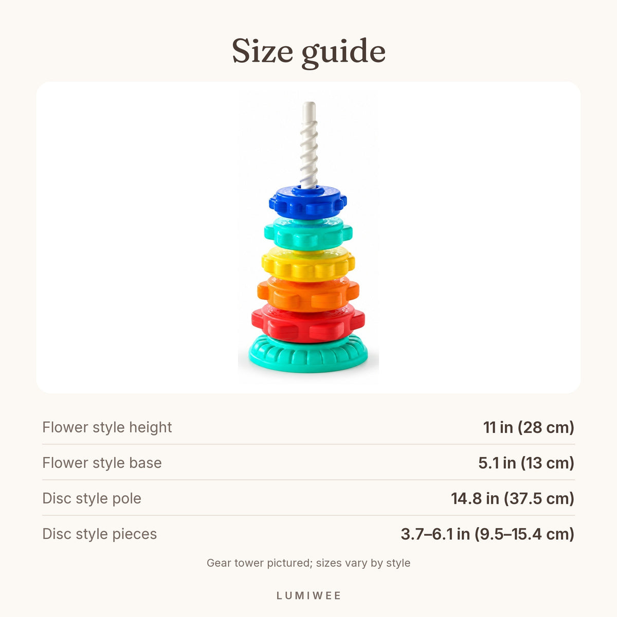 Lumiwee infographic: Prism - Size guide