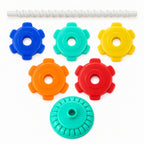 Five gear discs with one spiral pole and one turquoise base