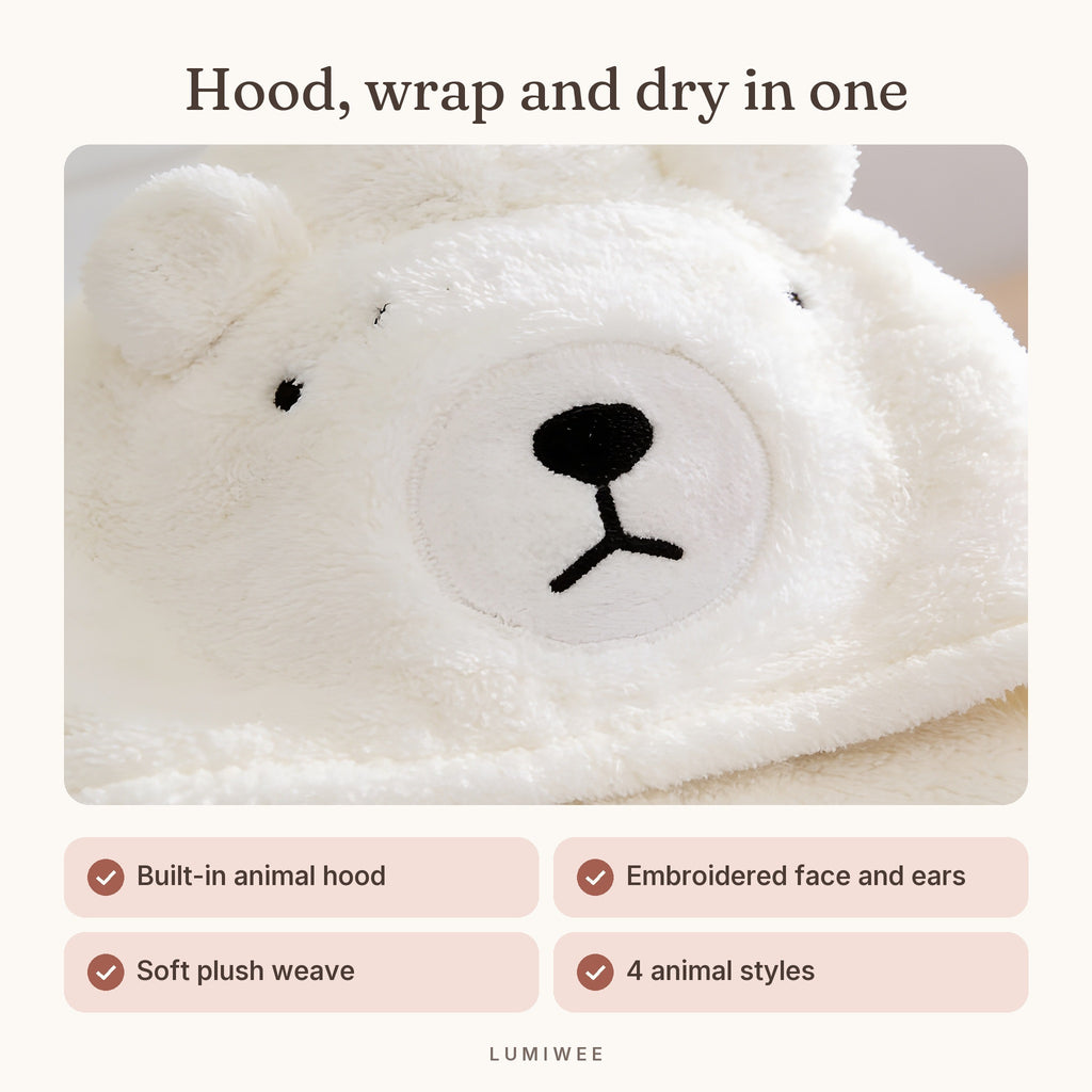 Lumiwee infographic: Puddle - Hood, wrap and dry in one