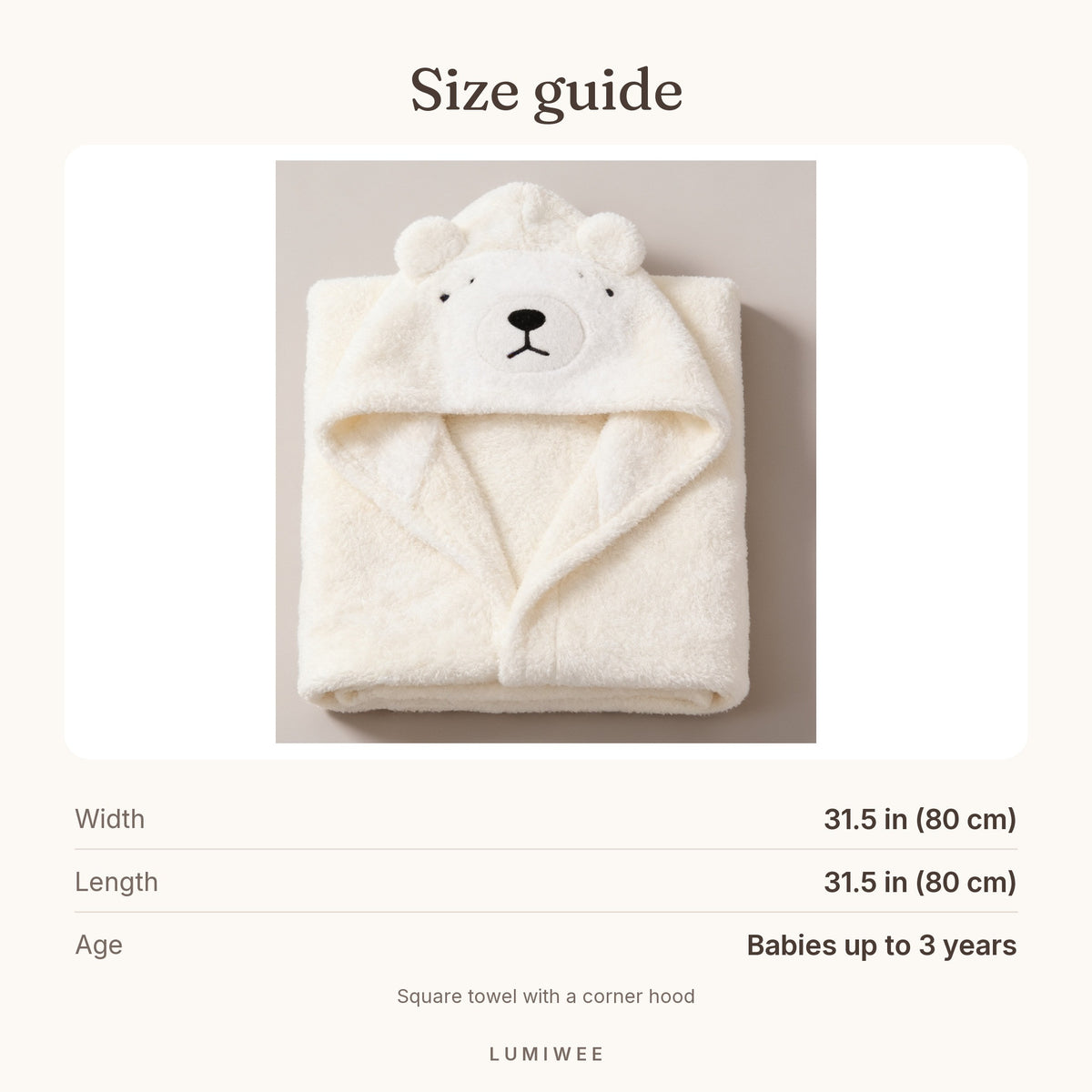 Lumiwee infographic: Puddle - Size guide