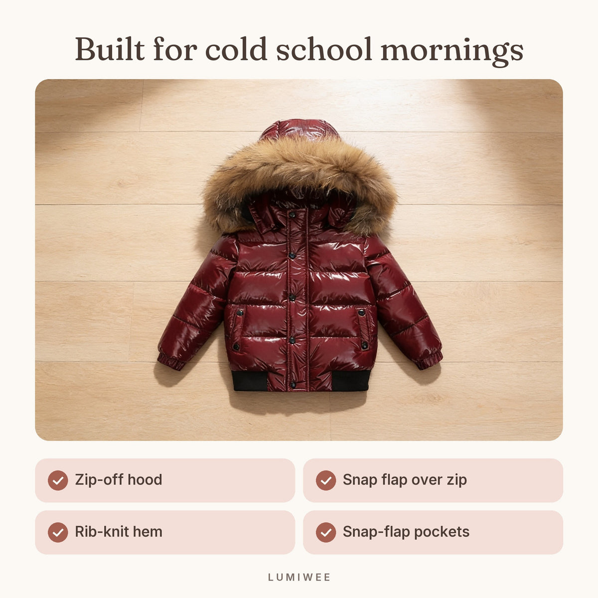 Lumiwee infographic: Puffin - Built for cold school mornings