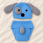 Puppy hat with the diaper cover turned to show its gray tail