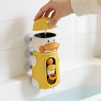 Lumiwee Ripple toddler bath toys: pouring water from the duck cap into the water wheel