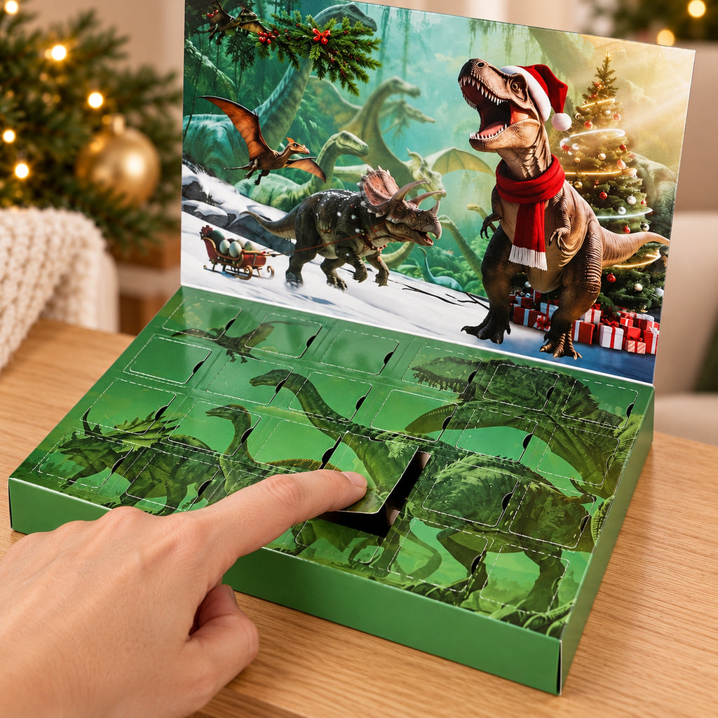Adult pressing open one door of the Roar advent calendar