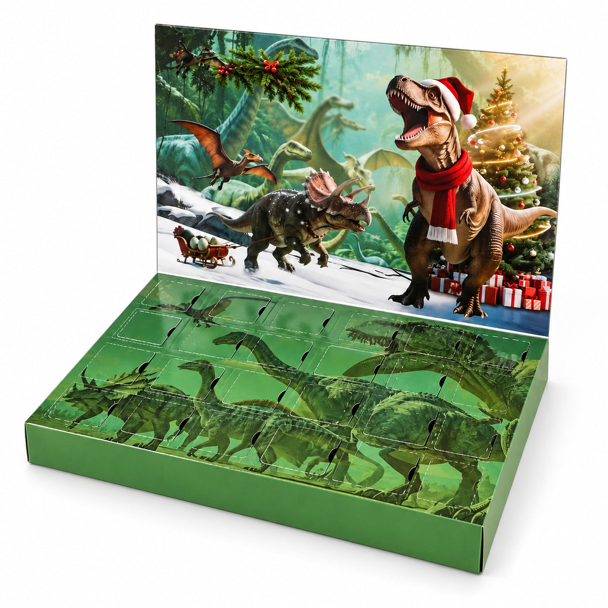 Roar dinosaur advent calendar on a white background