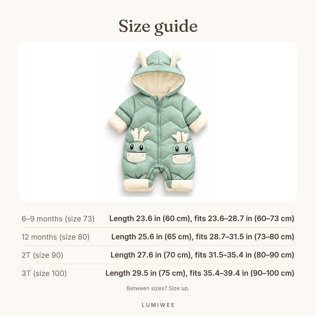 Lumiwee infographic: Sleet - Size guide