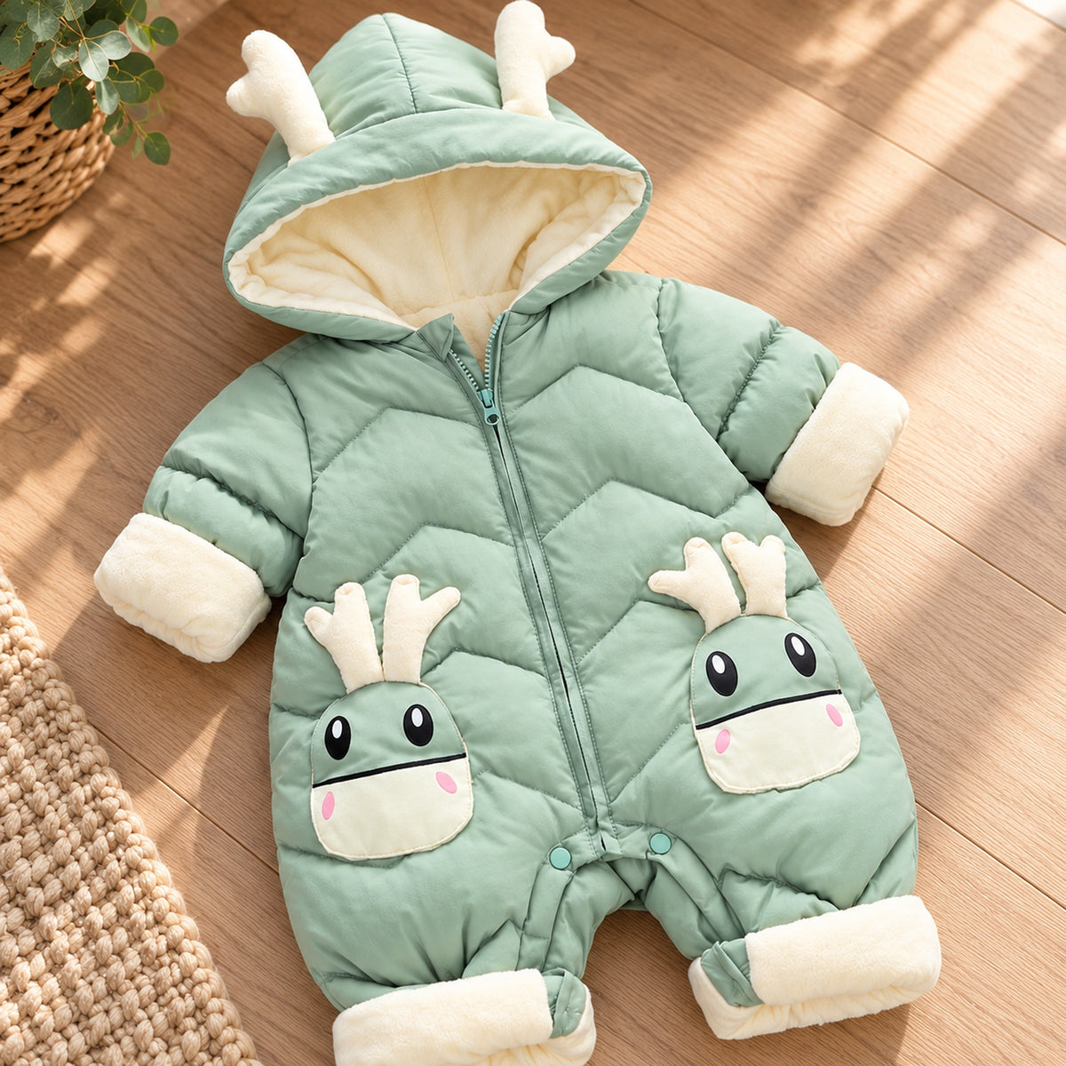 Lumiwee Sleet hood antlers plush lining and quilted fabric detail