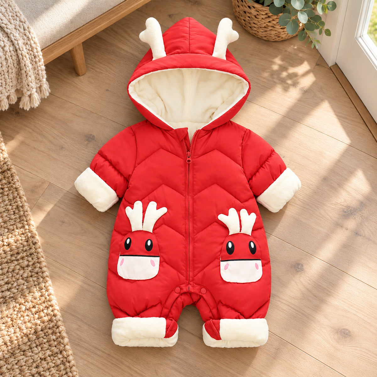Lumiwee Sleet Baby Snowsuit, Hooded Puffer, Red option