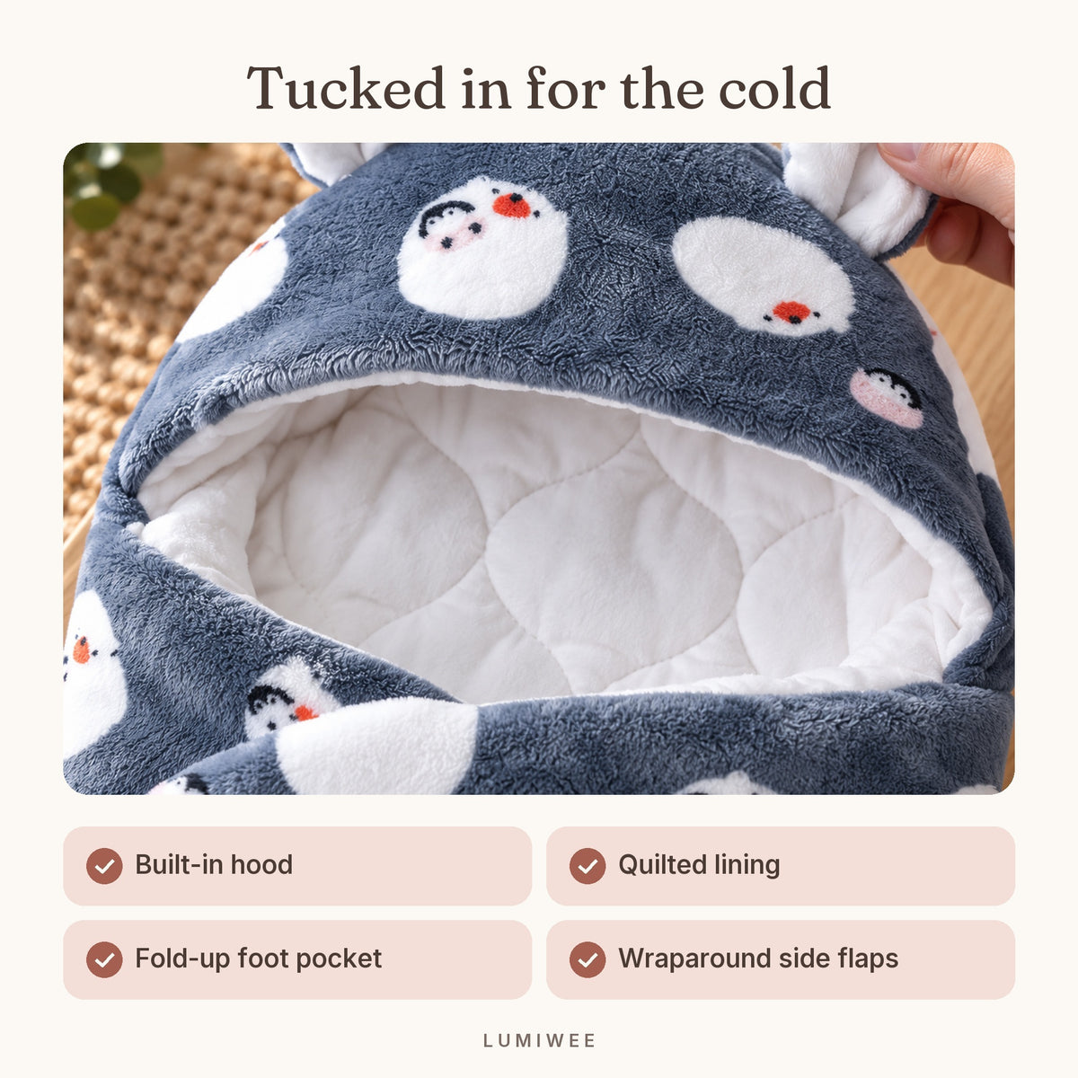 Lumiwee infographic: Snowy - Tucked in for the cold