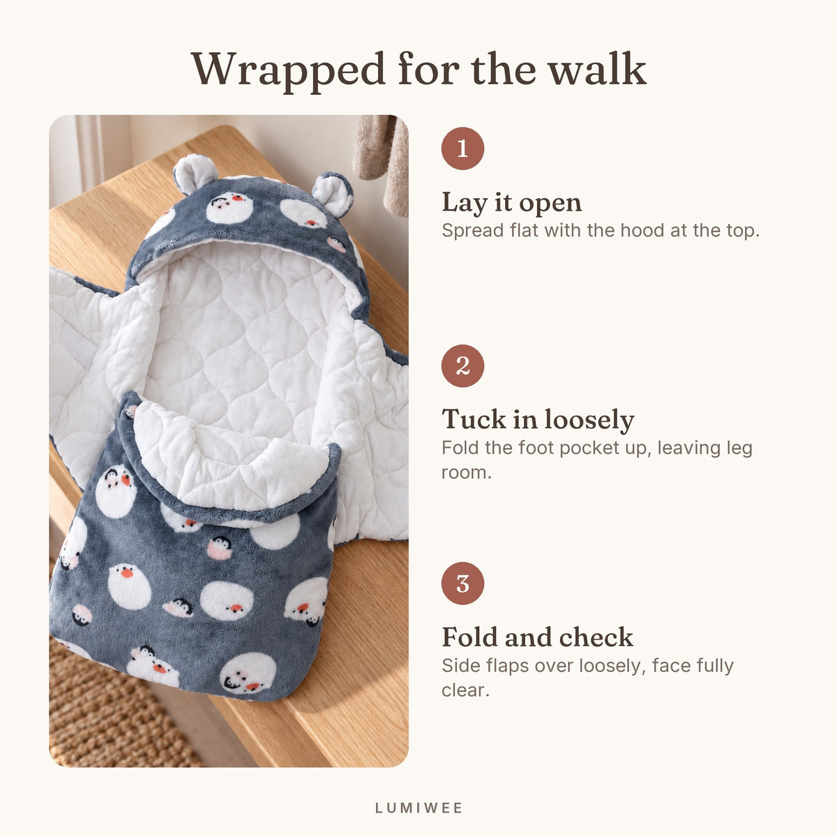 Lumiwee infographic: Snowy - Wrapped for the walk