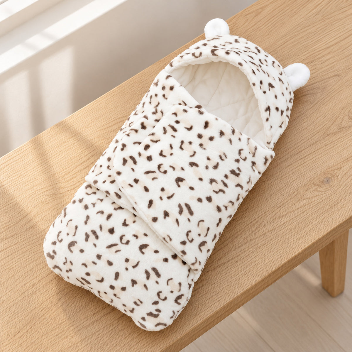 Lumiwee Snowy Hooded Baby Bunting Wrap, Leopard Print option