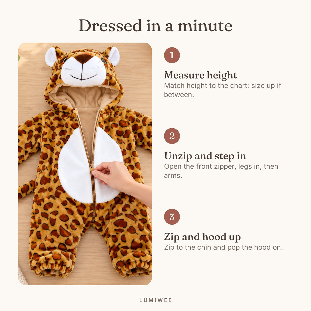 Lumiwee infographic: Snuggle - Dressed in a minute