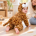 Lumiwee Snuggle leopard costume side and tail during daytime floor play