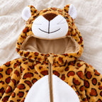 Lumiwee Snuggle leopard hood face soft flannel and zipper detail