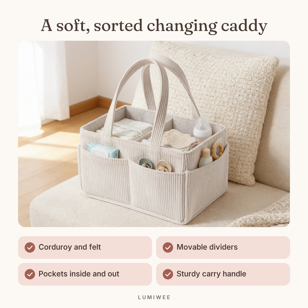 Lumiwee infographic: Sorrel - A soft, sorted changing caddy