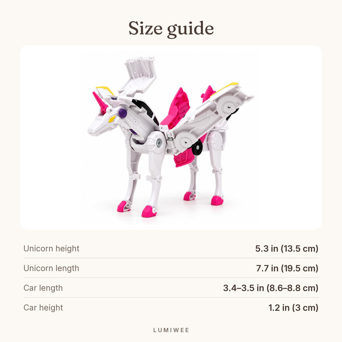 Lumiwee infographic: Sparkle - Size guide