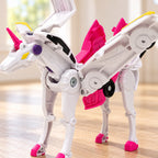 Close-up of Sparkle unicorn wing hinges and molded details