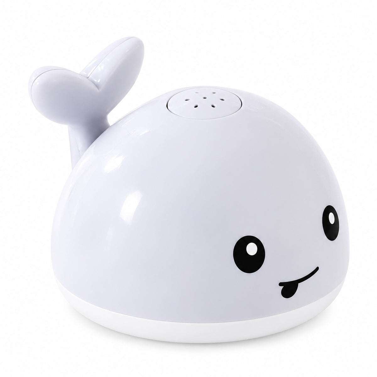 Spout white whale bath toy on a white background