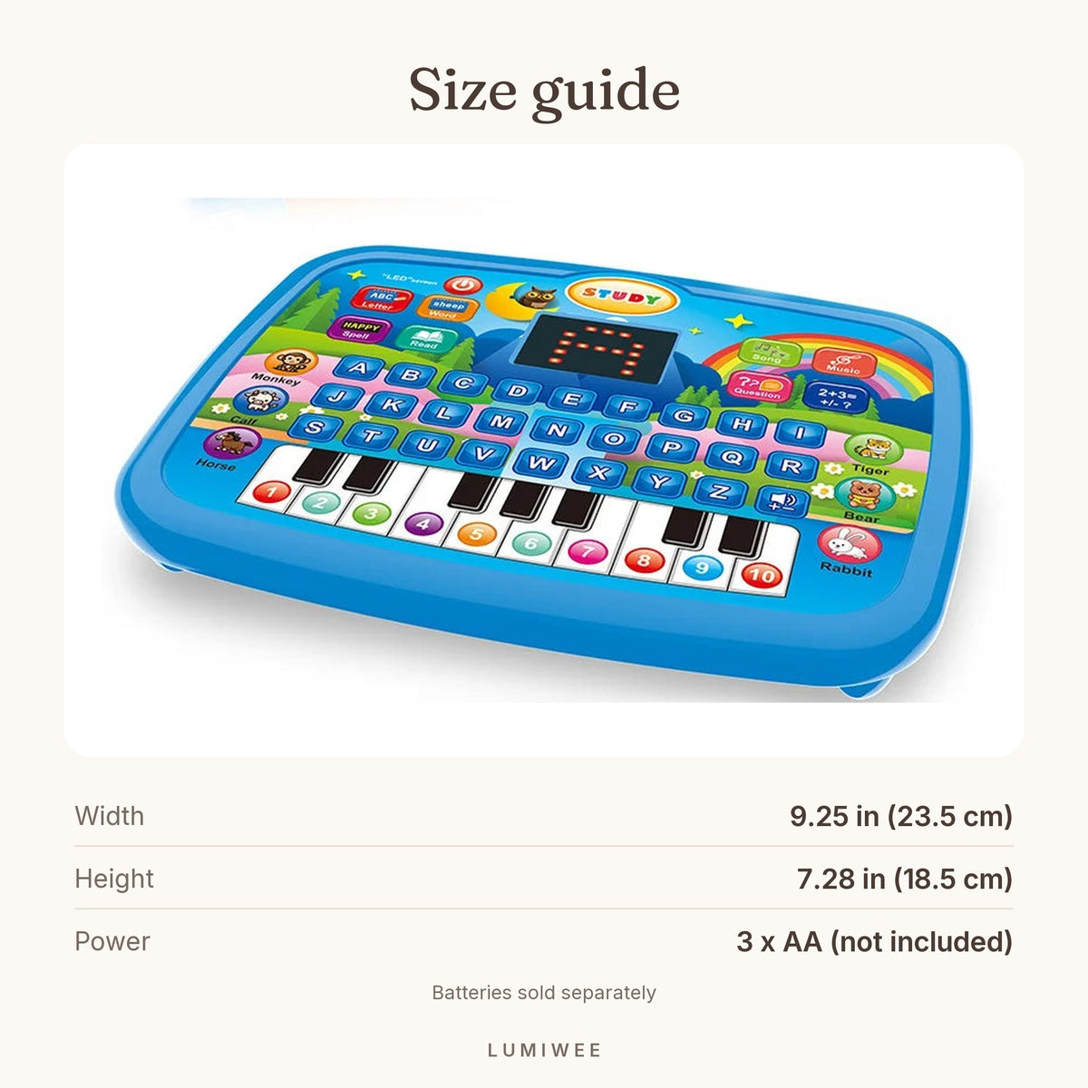 Lumiwee infographic: Sprout - Size guide