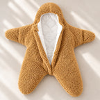 Starfish curly fleece hood and white quilted lining detail