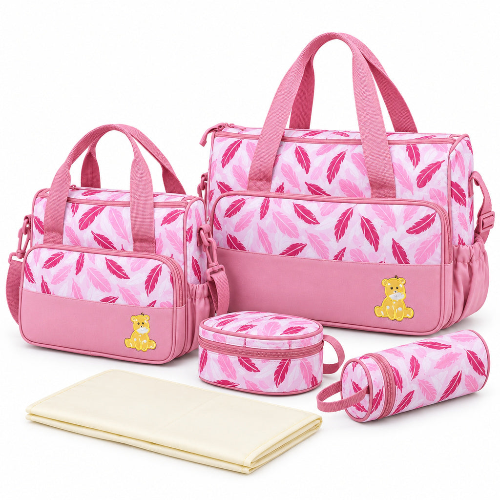 Lumiwee Starling 5-Piece Diaper Bag Set, Pink option