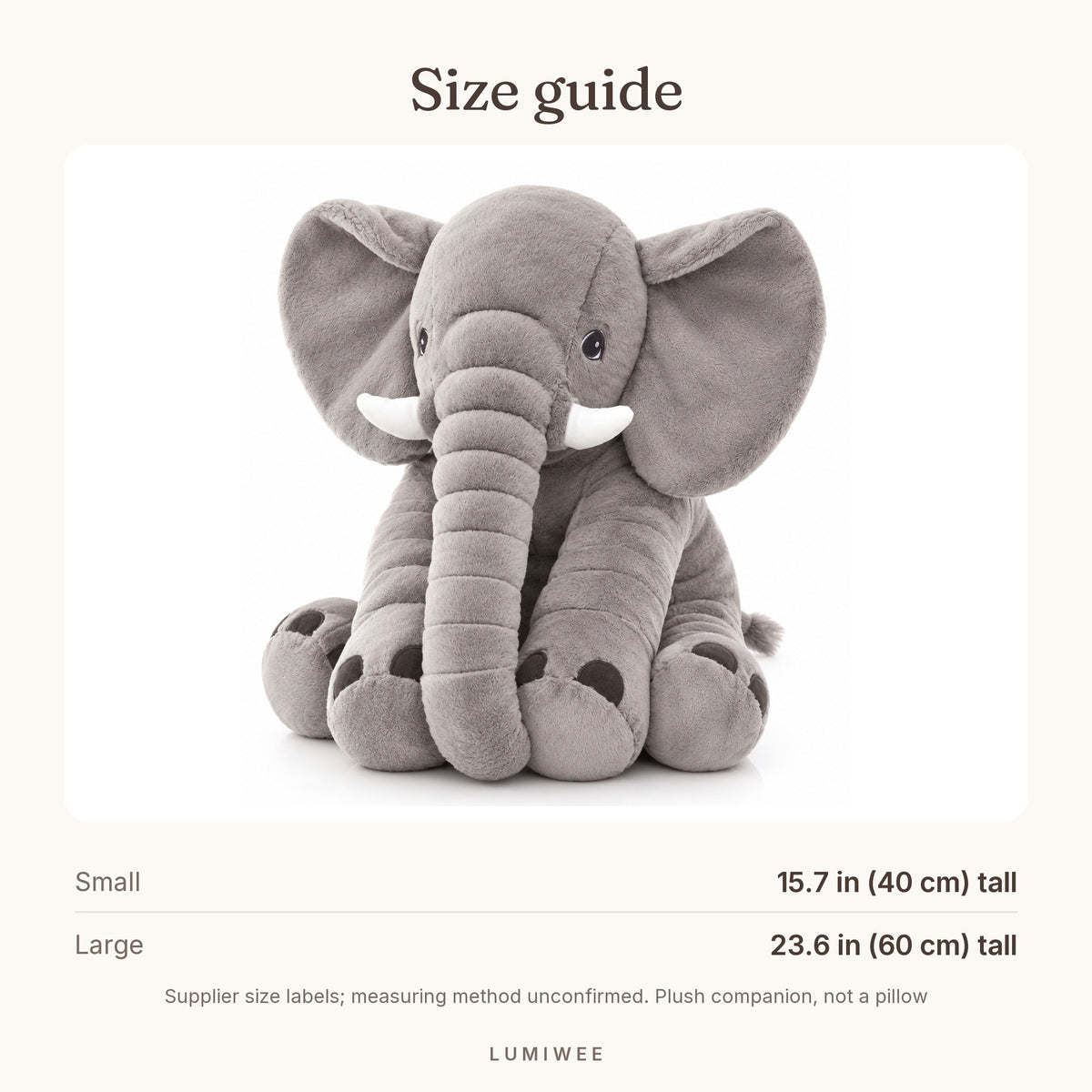 Lumiwee infographic: Stomp - Size guide
